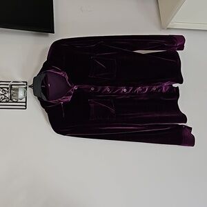 Purple velvet button down shirt